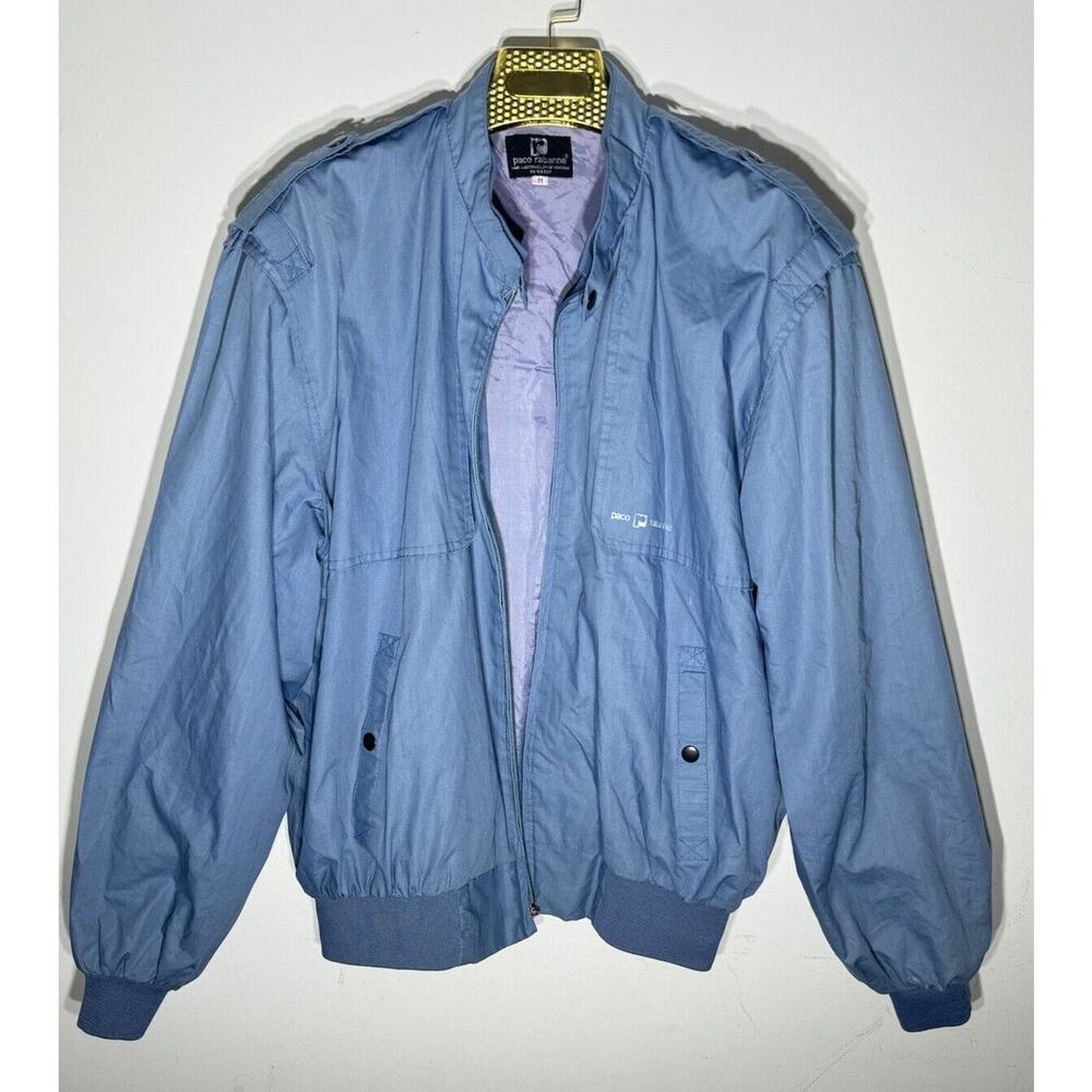 PACO RABANNE Vintage Bomber Jacket Blue Windbreaker Size M Men’s Rare Deadstock